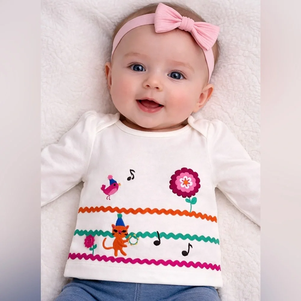 Gymboree Baby Girl Animal Parade Long Sleeve Shirt 100% Cotton
